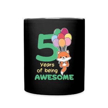 Fuchs zum 5. Geburtstag Kinder fünf Jahre alt - Tasse einfarbig - Schwarz - Vorne