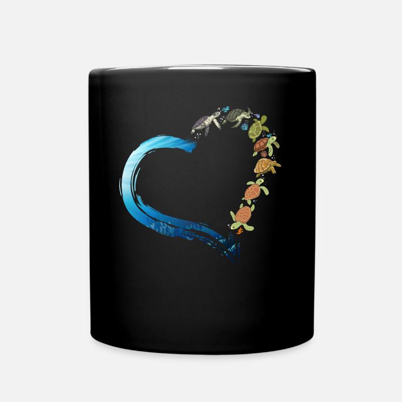 Sea Turtle Tortoise Heart - Tasse einfarbig - Schwarz