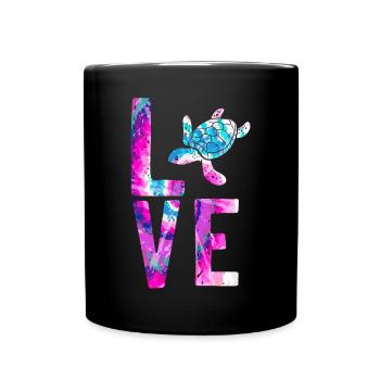 Sea Turtle Tortoise Love - Tasse einfarbig - Schwarz - Vorne