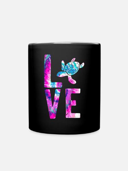 Sea Turtle Tortoise Love - Tasse einfarbig - Schwarz