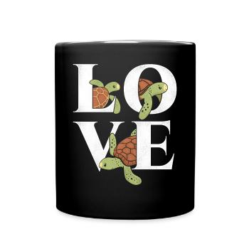 Sea Turtle Tortoise Love - Tasse einfarbig - Schwarz - Vorne
