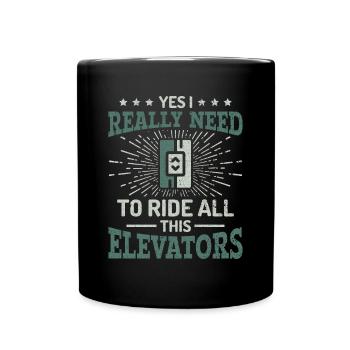 Elevator Mechanic - Aufzug Fahrstuhl Aufzugmonteur - Full Colour Mug - black - Front