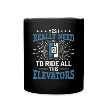 Elevator Mechanic - Aufzug Fahrstuhl Aufzugmonteur - Full Colour Mug - black - Front