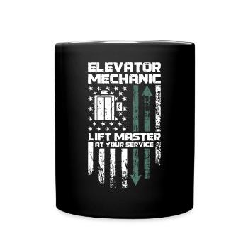 Elevator Mechanic - Aufzug Fahrstuhl Aufzugmonteur - Full Colour Mug - black - Front