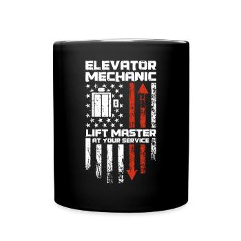 Elevator Mechanic - Aufzug Fahrstuhl Aufzugmonteur - Full Colour Mug - black - Front