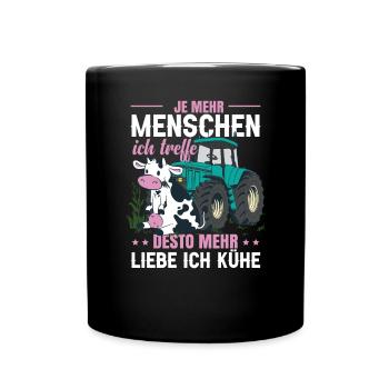 Vieh Kuh Traktor Sprüche Lustig - Tasse einfarbig - Schwarz - Vorne