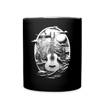 Akustik Gitarre Landschaft Instrument Geschenk - Tasse einfarbig - Schwarz - Vorne