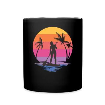 SUP Hund Stand Up Paddle Board Paddeln Mädchen - Tasse einfarbig - Schwarz - Vorne