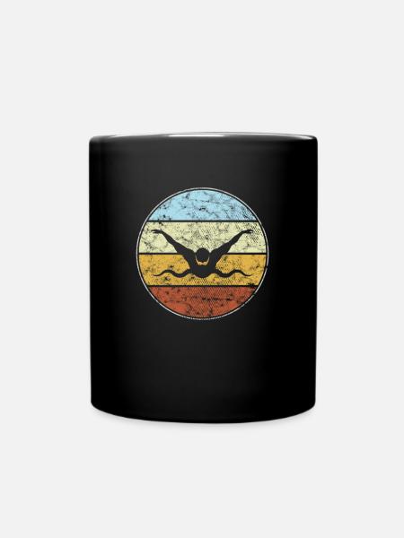Schwimmen Retro - Tasse einfarbig - Schwarz