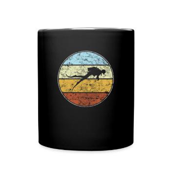 Tauchen Retro - Tasse einfarbig - Schwarz - Vorne
