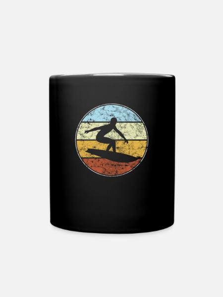 Surfen retro - Tasse einfarbig - Schwarz