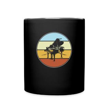 Klavier Retro - Tasse einfarbig - Schwarz - Vorne