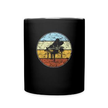 Klavier Retro - Tasse einfarbig - Schwarz - Vorne