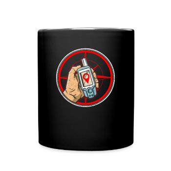 Compass + Hand with GPS Receiver - Geocaching - Full Colour Mug - black - Front