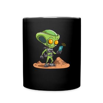 Alien als Geocacher - Geocaching Geocacher - Tasse einfarbig - Schwarz - Vorne
