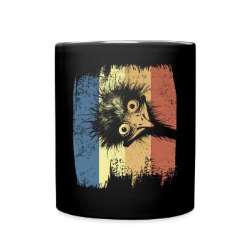 Vogelstrauss Emu Strauß Lustiger Vogel Retro - Tasse einfarbig - Schwarz - Vorne