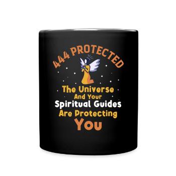 444 Angel Number Protected Spiritual - Full Colour Mug - black - Front