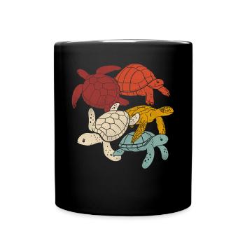 Sea Turtle Tortoise Retro Vintage - Mug uni - noir - Devant