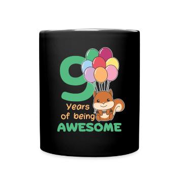 Squirrel for the 9th birthday children nine years - Full Colour Mug - black - Front