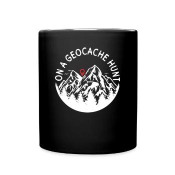 Auf Geocache-Jagd - Geocaching Geocacher - Tasse einfarbig - Schwarz - Vorne