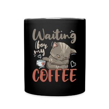 Buveur de caféine Amateur de café Petit déjeuner Kitty - Mug uni - noir - Devant
