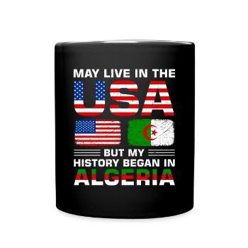 Usa flag America Algeria flag Algerian - Full Colour Mug - black - Front