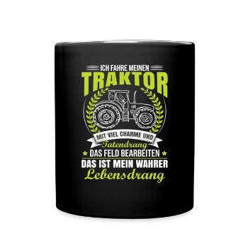 Traktorfahrer Sprüche Schlepper - Tasse einfarbig - Schwarz - Vorne