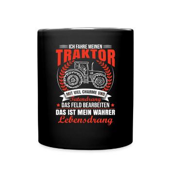 Traktor Sprüche Lustig Traktorfahrer - Tasse einfarbig - Schwarz - Vorne