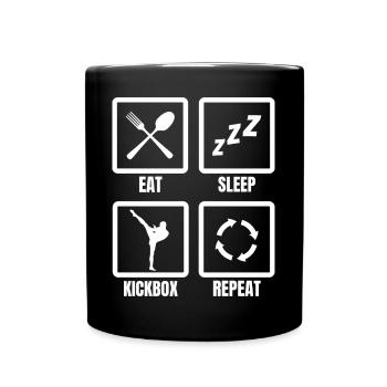 Eat Sleep Kickbox Repeat - Tasse einfarbig - Schwarz - Vorne