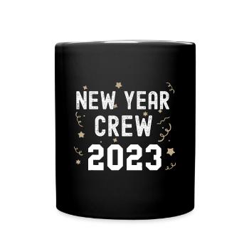 New Year Crew 2023 Lustiger passender Party-Pyjama - Tasse einfarbig - Schwarz - Vorne