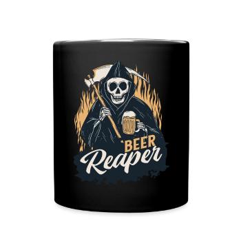 Beer Reaper Alcohol Beer Drinking Skeleton Grim Re - Tasse einfarbig - Schwarz - Vorne