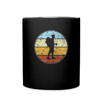 Wandern Retro - Tasse einfarbig - Schwarz - Vorne