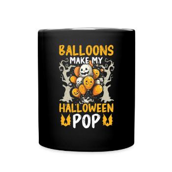 Balloon Halloween Trick Or Treat Spooky Boo Ghost - Full Colour Mug - black - Front