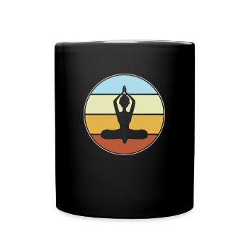 Yoga Retro - Tasse einfarbig - Schwarz - Vorne