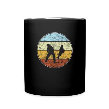 Angeln Retro - Tasse einfarbig - Schwarz - Vorne