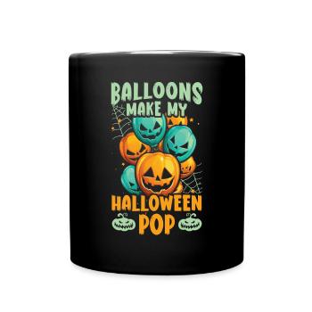 Balloon Halloween Trick Or Treat Spooky Boo Ghost - Full Colour Mug - black - Front