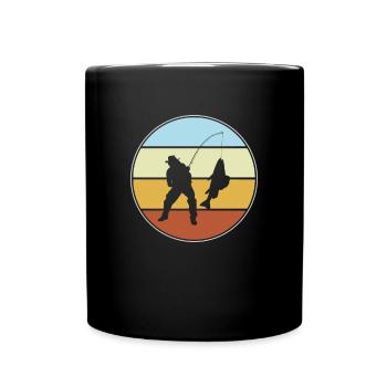 Angeln Retro - Tasse einfarbig - Schwarz - Vorne