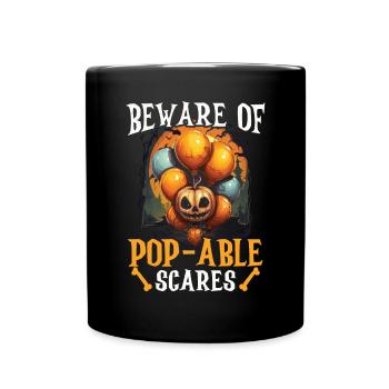 Balloon Halloween Trick Or Treat Spooky Boo Ghost - Full Colour Mug - black - Front