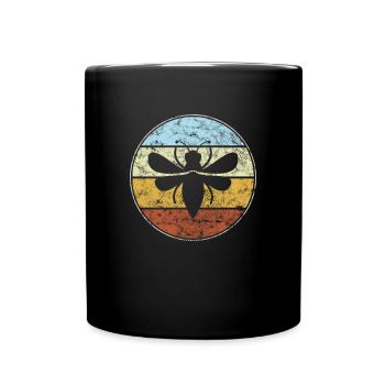 Biene Retro - Tasse einfarbig - Schwarz - Vorne