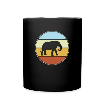Elefant Retro - Tasse einfarbig - Schwarz - Vorne