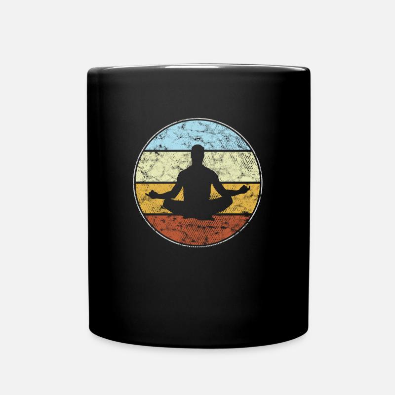 Meditation Retro - Full Colour Mug - black
