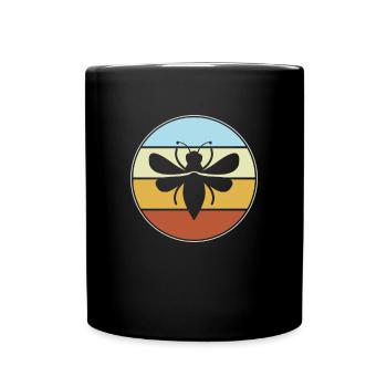Biene Retro - Tasse einfarbig - Schwarz - Vorne