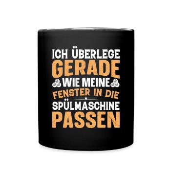 Spülmaschine Fenster putzen - Tasse einfarbig - Schwarz - Vorne