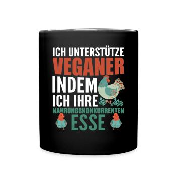 Veganer Vegetarierer Essen - Tasse einfarbig - Schwarz - Vorne