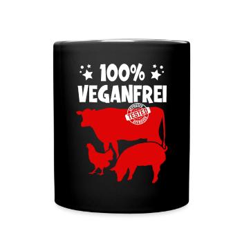 Veganfrei Fleisch Vegan - Tasse einfarbig - Schwarz - Vorne