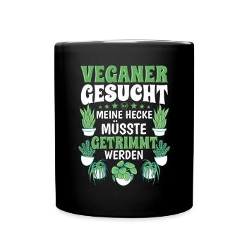Veganer gesucht Hecke Getrimmt - Tasse einfarbig - Schwarz - Vorne