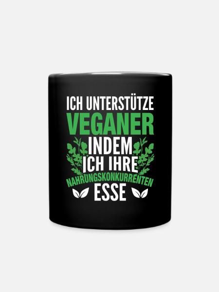 Veganer Vegetarier Essen Fleisch - Tasse einfarbig - Schwarz