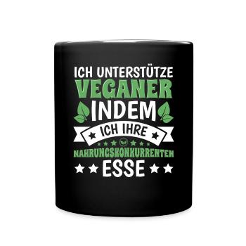Veganer Anti Veganer lustige Geschenkidee - Tasse einfarbig - Schwarz - Vorne