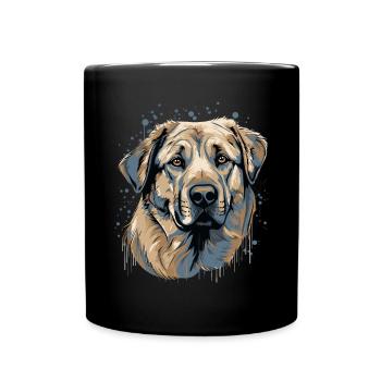 Kangal Hundehunderasse Gesicht - Tasse einfarbig - Schwarz - Vorne
