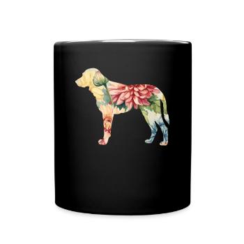 Kangal German Shepherd Dog Breed Floral - Full Colour Mug - black - Front